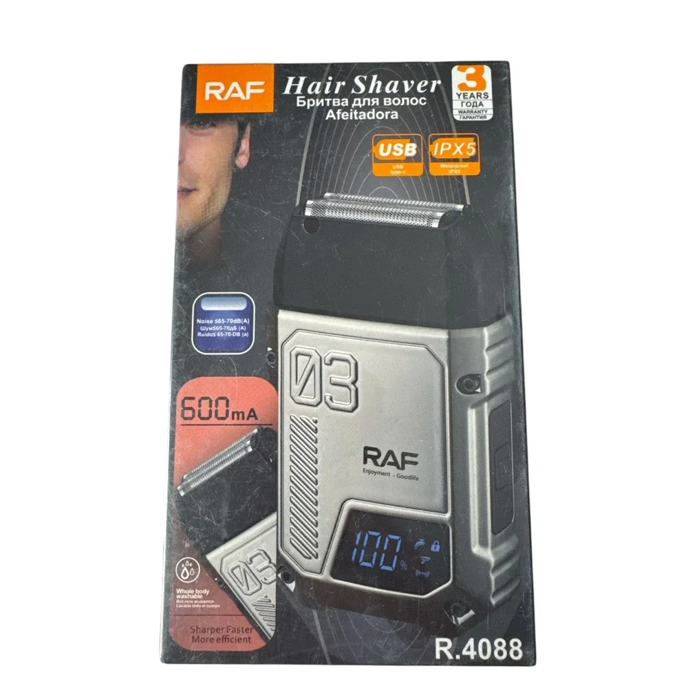 RAF R.4088 Electric Shaver‎ USB-C Waterproof IPX5 LED Display Beard Trimmer NIB